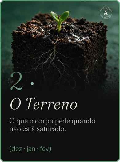 2 · O Terreno (dez · jan · fev): o que o corpo pede quando não está saturado.